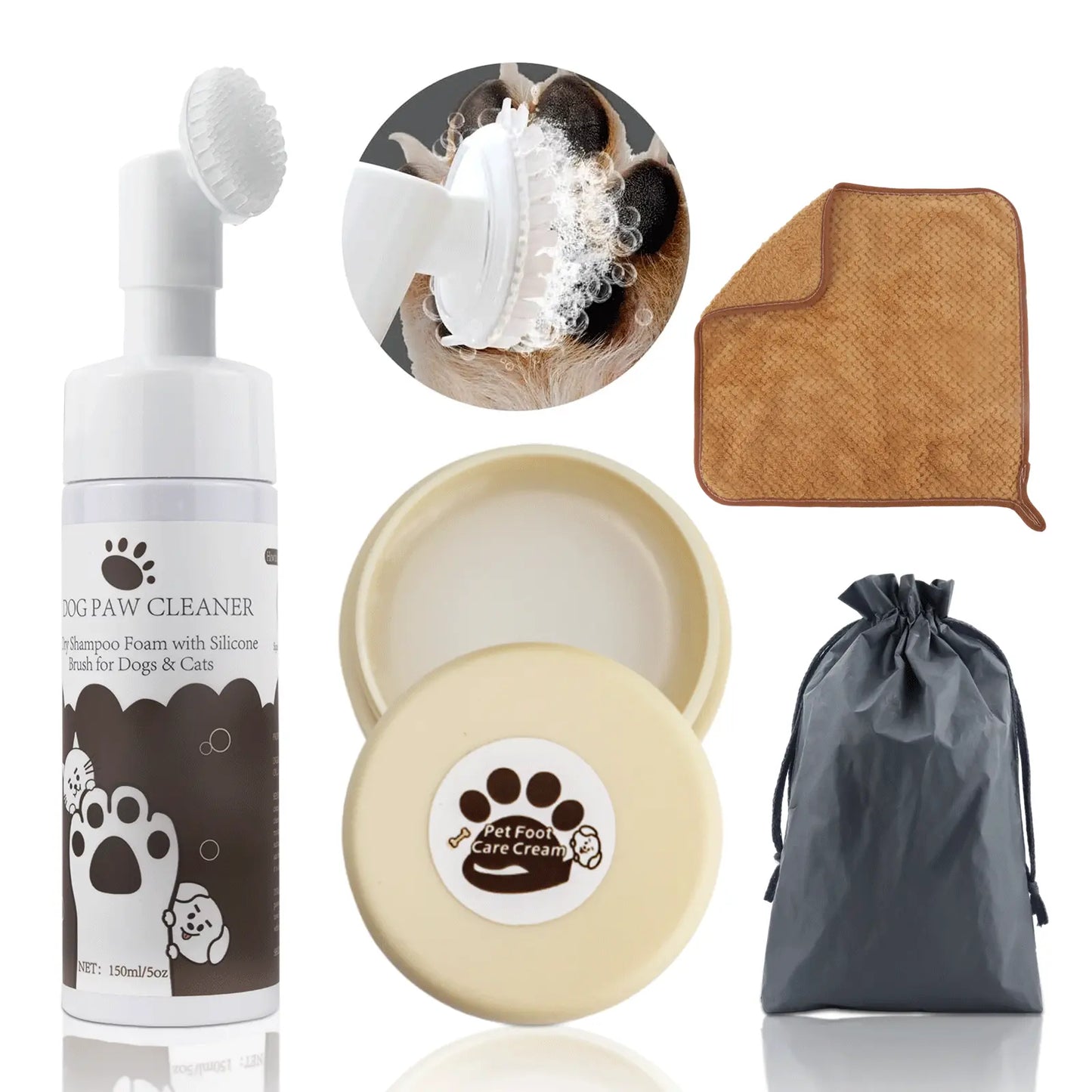 Dog Paw Cleaner, Dogaccessories, No-Rinse Paw Cleaner for Dogs & Cats (5 Oz), Paw Balm for Heal Dry Cracked Paws & Nose, Pet Foot Care, Pet Cleaning Dog Paw Puppy Kittens Grooming Paw Trimmer