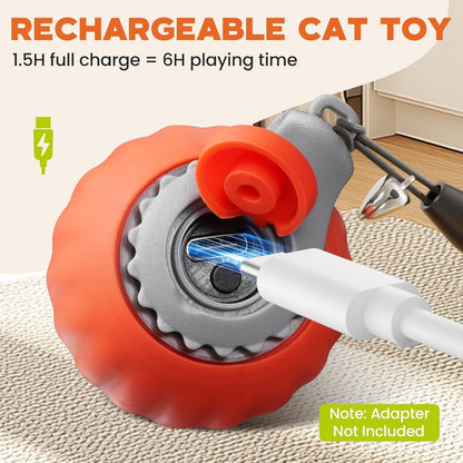 Interactive Cat Toy 2-Pack - Smart Automatic Rechargeable Moving Ball with Tail for Bored Indoor Cats (Orange & Blue)