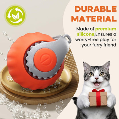 Interactive Cat Toy 2-Pack - Smart Automatic Rechargeable Moving Ball with Tail for Bored Indoor Cats (Orange & Blue)